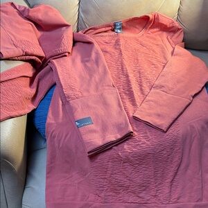 Adidas by Stella McCartney Coral-Red Long Sleeve Crew Top & Matching Tights! M/L